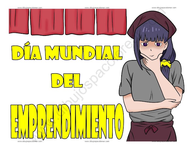 Día Mundial del Emprendimiento dibujo a color y para colorear